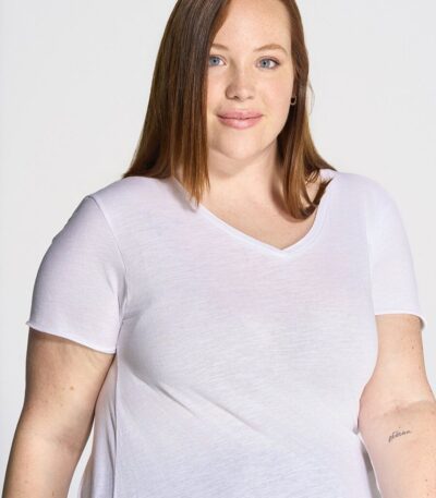 T-shirt donna manica corta collo a v curves