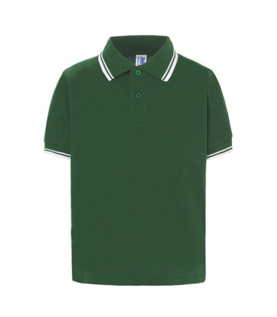 Polo bambino manica corta regular contrast - Bottle green/white - taglia 9/11