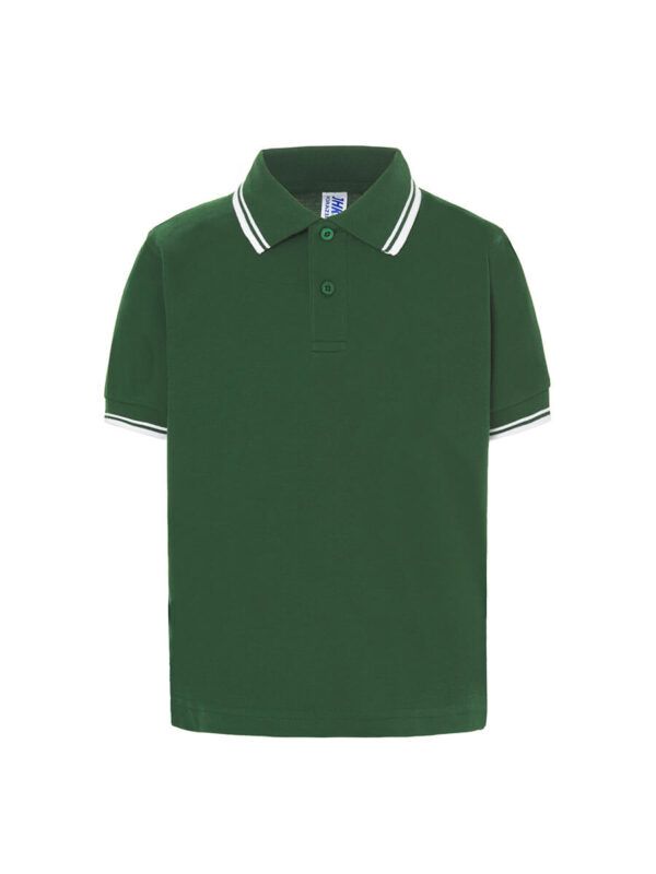 Polo bambino manica corta regular contrast - Bottle green/white - taglia 9/11