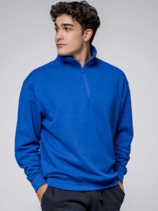 Felpa unisex mezza zip premium