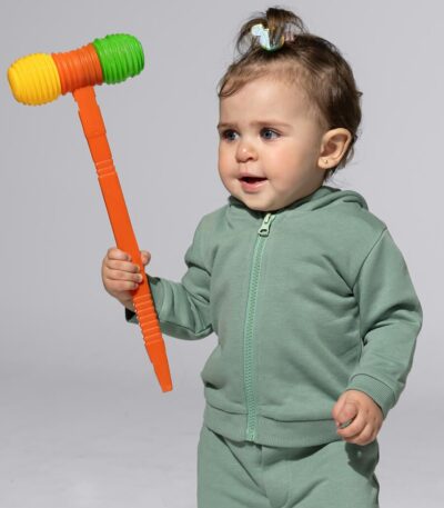 Felpa baby cappuccio e zip leggera french terry