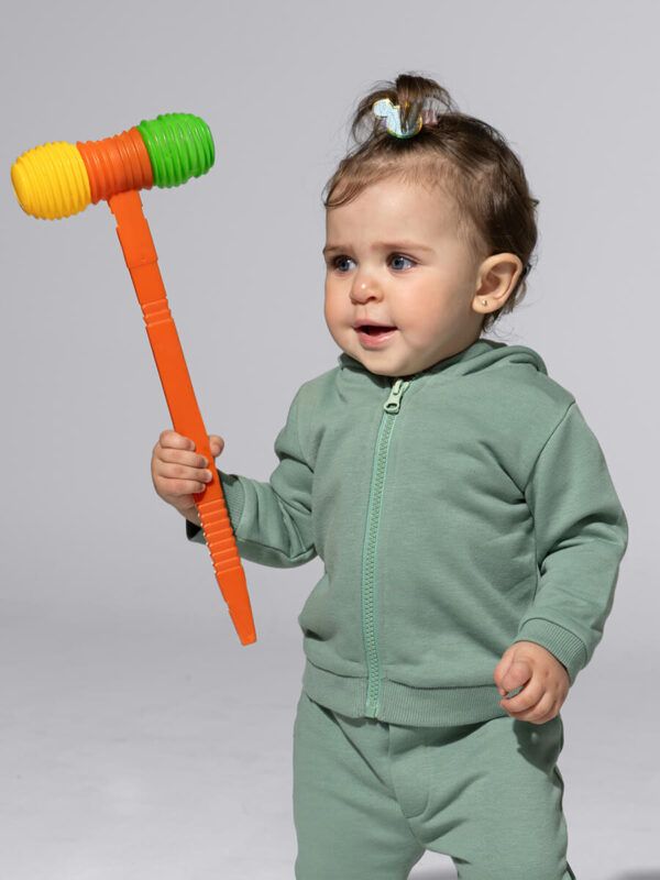 Felpa baby cappuccio e zip leggera french terry