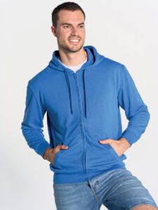 Felpa uomo cappuccio e zip leggera french terry