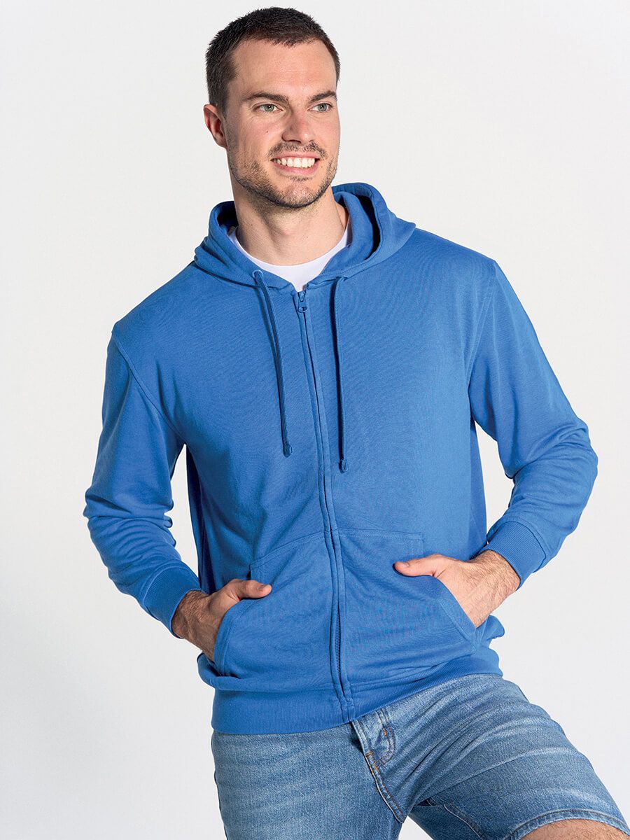 UNI_JHK_SWUAHOOD240 Felpa uomo cappuccio e zip leggera french terry