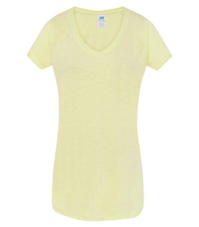 T-shirt donna manica corta collo a v urban slub - Light yellow neon - taglia S/m