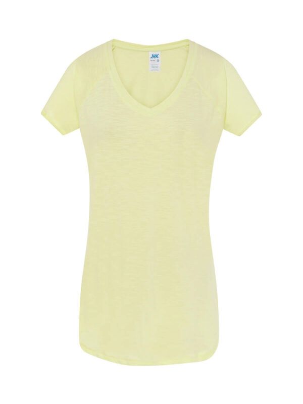 T-shirt donna manica corta collo a v urban slub - Light yellow neon - taglia S/m