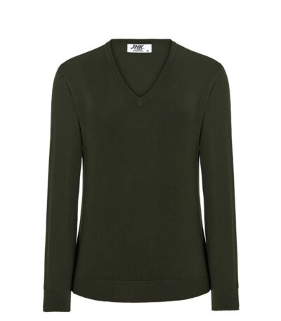 Pullover donna collo a v - Bottle green - taglia Xl