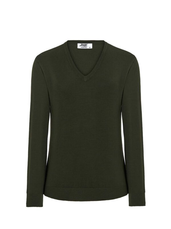 Pullover donna collo a v - Bottle green - taglia Xl