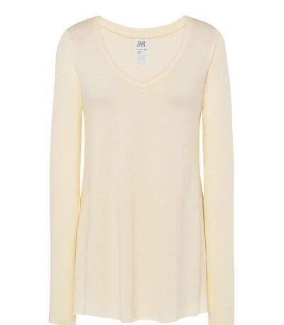 T-shirt donna manica lunga collo a v urban papua - Vanilla pastel - taglia S/m