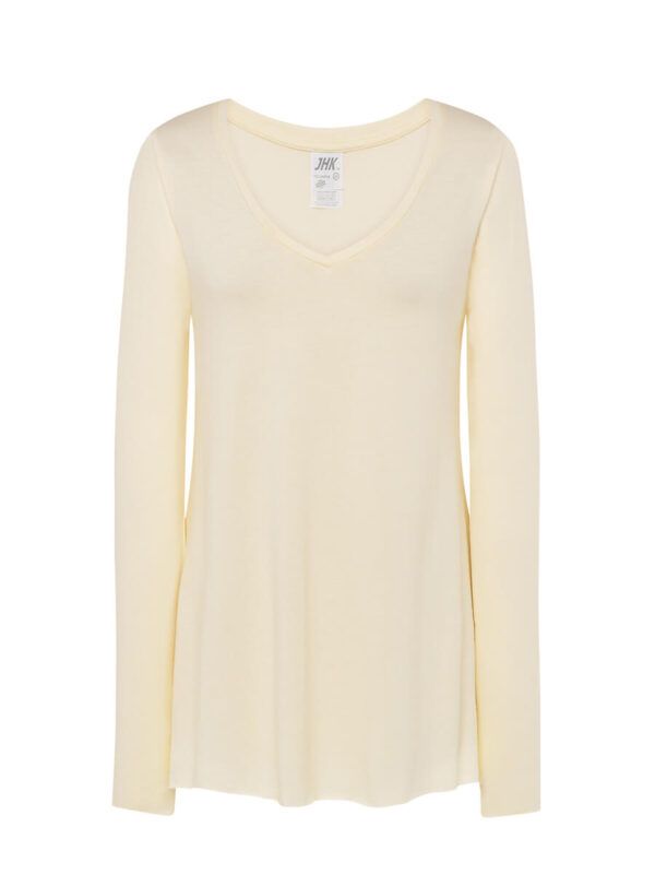T-shirt donna manica lunga collo a v urban papua - Vanilla pastel - taglia S/m