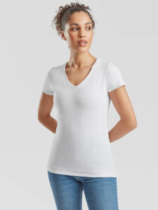 T-shirt donna manica corta collo a v valueweight