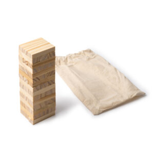 Gioco di abilità in legno e cotone con 45 blocchi e astuccio in cotone