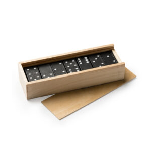 Gioco del domino in legno con 28 pezzi in scatola con coperchio scorrevole