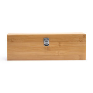 Cofanetto in legno di bambù con set accessori vino in acciaio inox e imbottitura protettiva