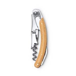 Cavatappi in acciaio inox con manico in bambù dal design classico e funzionale