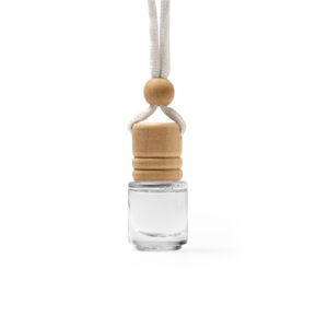 Deodorante per ambienti in vetro con tappo in legno e cordoncino regolabile, 5 ml, confezione trasparente