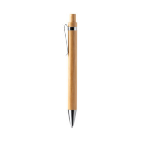 Penna a sfera in bambù con dettagli in alluminio e inchiostro blu