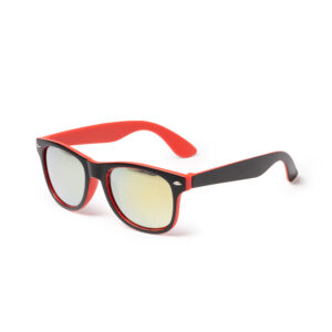 Occhiali da sole classici con montatura bicolore e lenti a specchio UV400