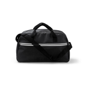 Borsa sportiva in RPET 300D con zip, tasca frontale riflettente e manici rinforzati