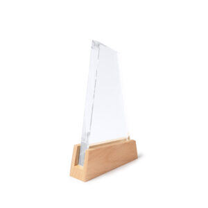 Trofeo in vetro con base in bambù e custodia kraft, design nautico elegante