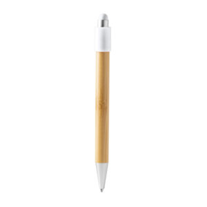 Penna a sfera in bambù con spinner antistress e ricarica jumbo blu