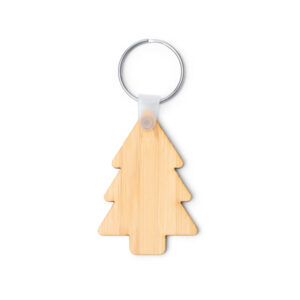 Portachiavi in bambù a forma di albero di Natale, personalizzabile e imbustato singolarmente