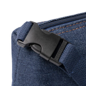Borsa termica in denim riciclato con interno isolante e chiusura a zip