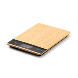 Bilancia da cucina digitale con superficie in bambù naturale, portata 5 kg, batteria inclusa