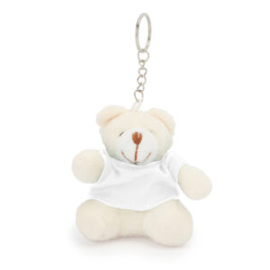 Portachiavi con orsetto di peluche in morbido poliestere con maglietta colorata