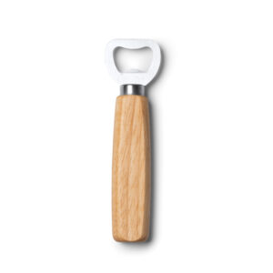 Apribottiglie in acciaio inox con manico in legno naturale, accessorio da cucina