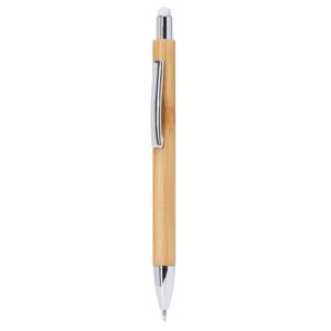 Penna eco in bambù con puntatore tattile e clip in metallo, inchiostro blu 1,0 mm