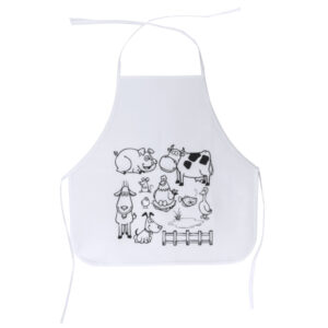Grembiule per bambini in tessuto non-woven con disegno da colorare e 5 pastelli inclusi, taglia unica regolab…