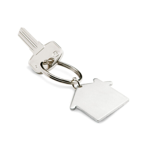 Portachiavi 'casa' in metallo - Argento opaco - taglia 7 x 2.4 x 0.2cm