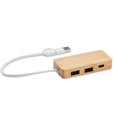 Hub usb a 3 porte in bamboo