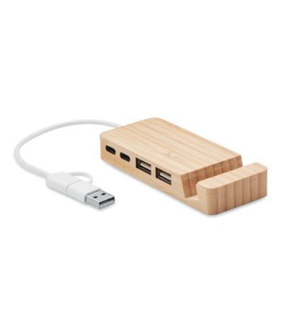 Hub usb a 4 porte in bamboo