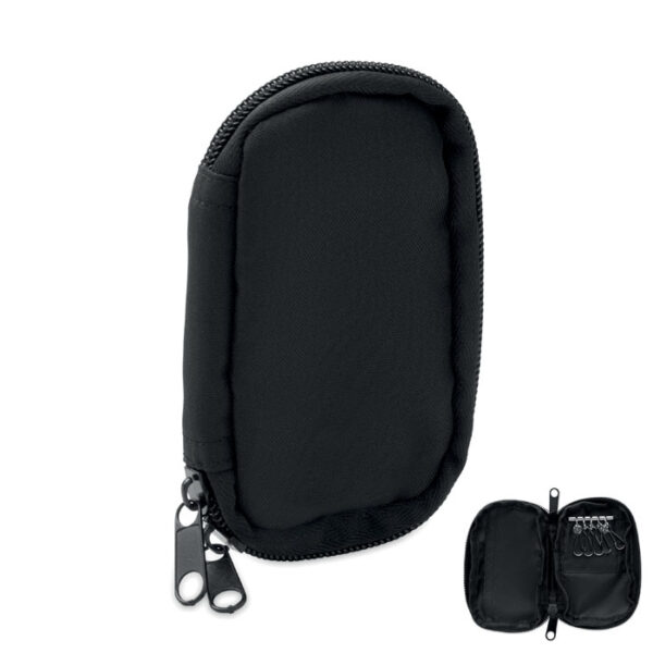 Portachiavi in 300d rpet - Nero - taglia 6.5x2.5x10.5cm