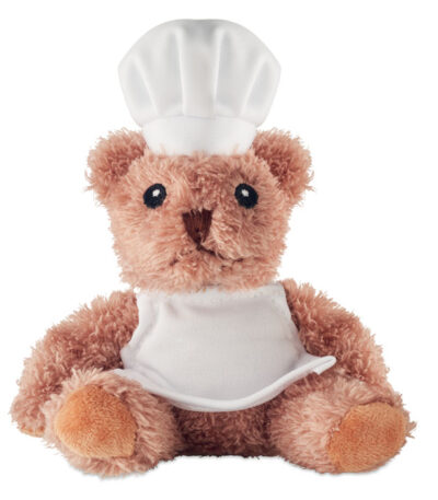 Orsetto chef di peluche - Bianco - taglia 17x16cm