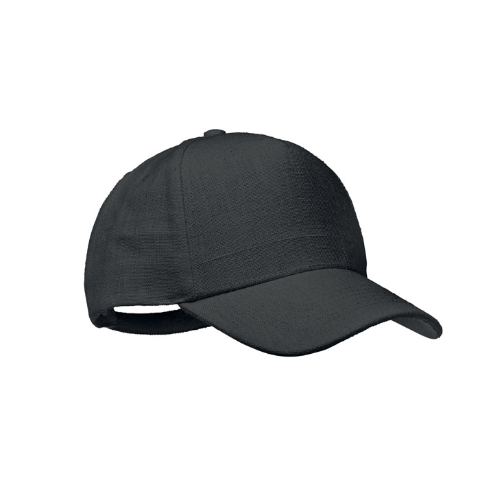 mo6176-03 Cappellino 5 pannel canapa 370 - Nero - taglia 21x16x11cm