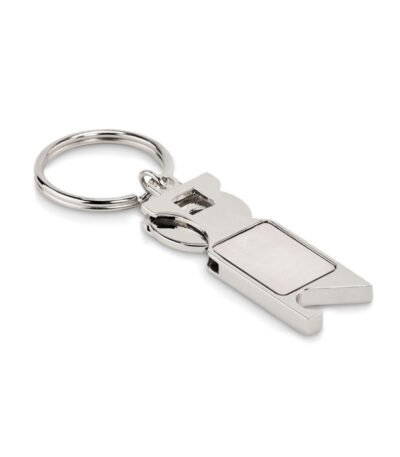 Portachiavi con gettone euro - Argento opaco - taglia 9,5x3cm