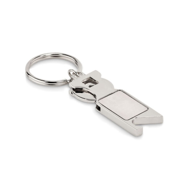 Portachiavi con gettone euro - Argento opaco - taglia 9,5x3cm