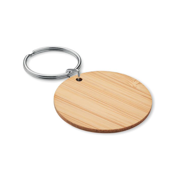 mo6977-40 Portachiavi rotondo in bamboo - Legno - taglia Ø4 x 0,2cm