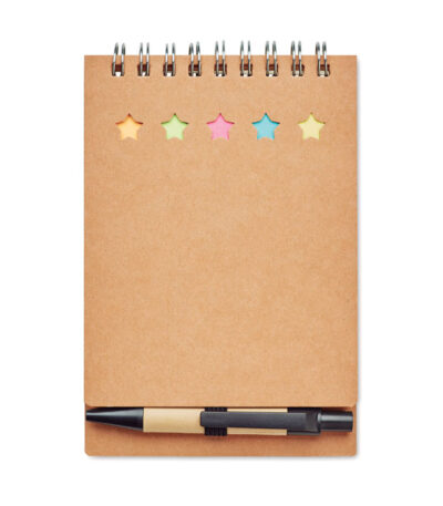 Blocco notes con penna e fogli
