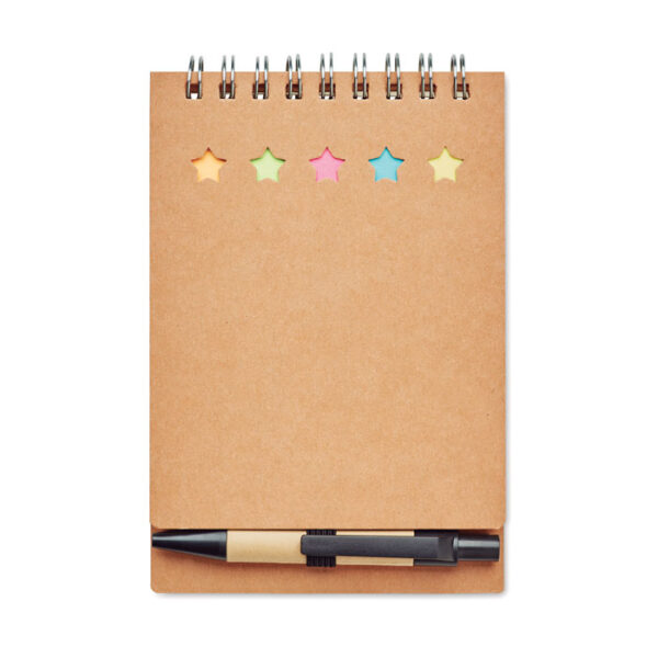 Blocco notes con penna e fogli