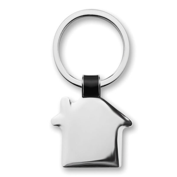 Portachiavi casa in metallo - Nero - taglia 3,7x3x0,2 cm