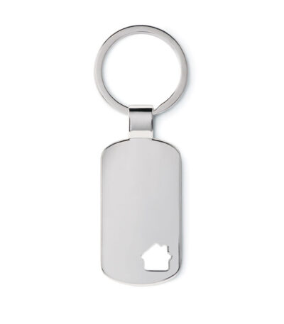 Portachiavi rettangolare/casa - Argento opaco - taglia 2,9x5 cm