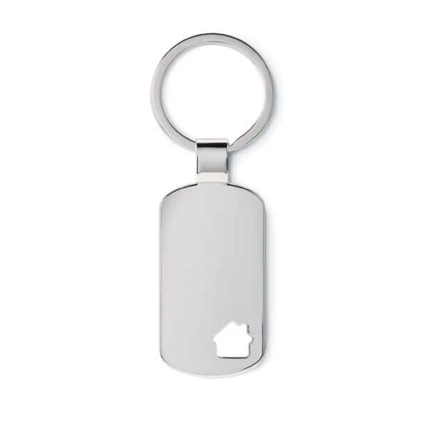 Portachiavi rettangolare/casa - Argento opaco - taglia 2,9x5 cm