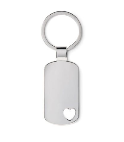 Portachiavi rettangolare/cuore - Argento opaco - taglia 2,9x5 cm
