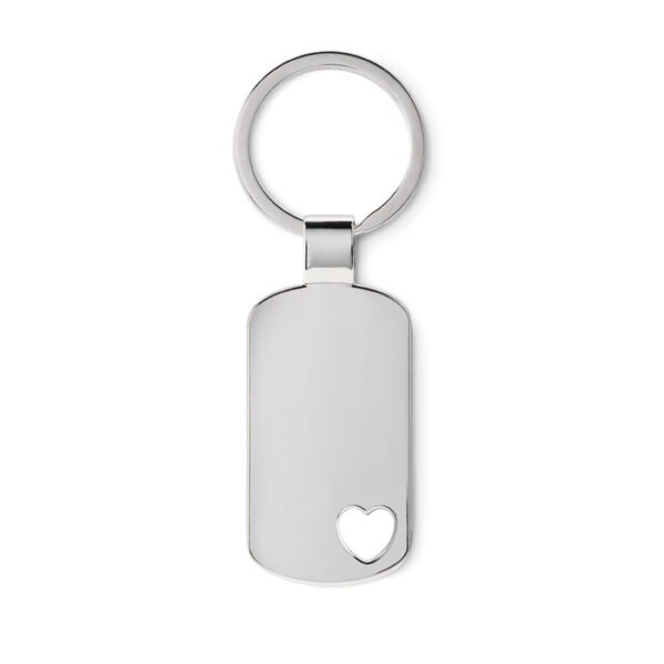 Portachiavi rettangolare/cuore - Argento opaco - taglia 2,9x5 cm