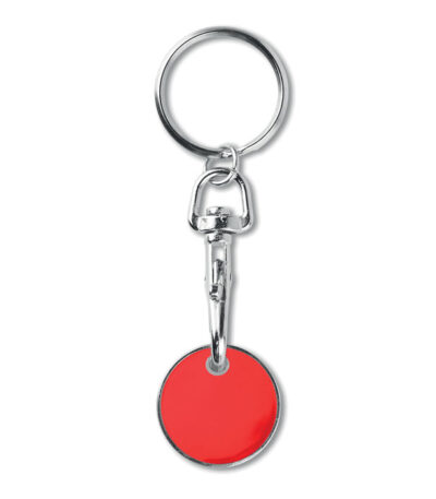Portachiavi con gettone - Rosso - taglia Ø2,3x8 cm