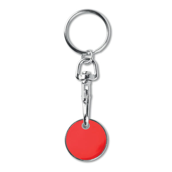 Portachiavi con gettone - Rosso - taglia Ø2,3x8 cm